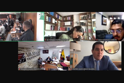 Andrés Arauz y Raúl González asistieron de forma telemática a la audiencia de vinculación al caso Ligados, que se desarrolló en la Corte Nacional de Justicia.