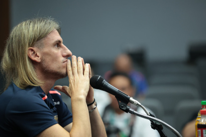 El director técnico de la Tricolor, Sebastián Beccacece, en rueda de prensa.
