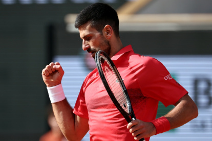 El tenista serbio Novak Djokovic en Roland Garros 2025 ante el británico Cameron Norrie.