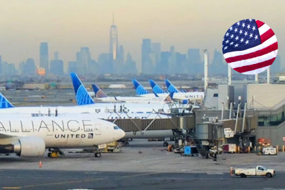 Aviones en pista en el Aeropuerto Newark Liberty, donde se mantienen límites operativos hasta fines de 2025 por seguridad aére