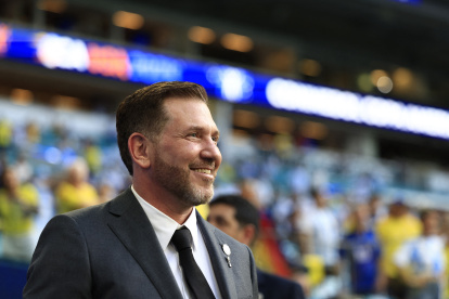 El presidente de la CONMEBOL, Alejandro Domínguez, durante el partido de la final de la Copa América 2024 entre Argentina y Colombia en el Hard Rock Stadium.