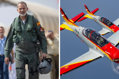 El rey de España, Felipe VI, probando los nuevos aviones de adiestramiento que también usará la princesa Leonor en su formación en la Fuerza Aérea española