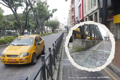 En el lugar del crimen quedaron restos de vidrio, justo en la zona donde se estacionan los taxistas para llevar pasajeros de Guayaquil a Durán.