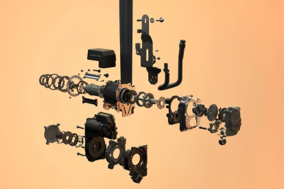 Parte del mecanismo del cinturón de seguridad inteligente del modelo del auto de Volvo.