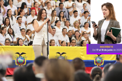 La ministra Alegría Crespo en la incorporación de nuevos profesores al magisterio, el 17 de junio del 2025.