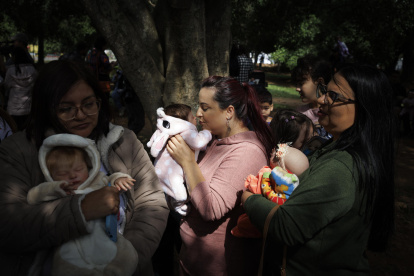 Coleccionistas de bebés reborn participando en un encuentro en el Parque Villa Lobos, en São Paulo (Brasil).