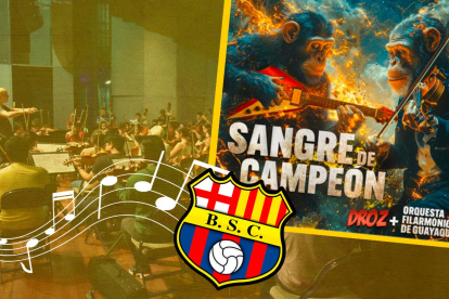‘Sangre de Campeón es la canción que fusionaron Droz y la Filarmónica de Guayaquil, y suena ya en más de 30 países, según la Alcaldía de Guayaquil.