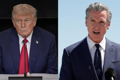 Fotografías  del presidente de Estados Unidos, Donald Trump (i) y el gobernador de California Gavin Newsom.
