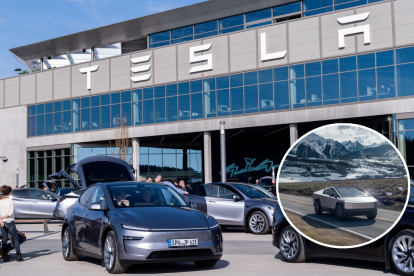 Cybertrucks almacenados al aire libre, una muestra del exceso de inventario que enfrenta Tesla