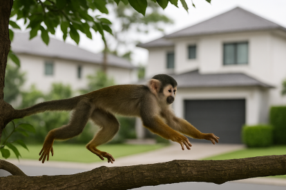 El mono fue visto desplazándose libremente en una urbanización de Samborondón, lo que activó el operativo de rescate por parte de la Policía Ambiental.