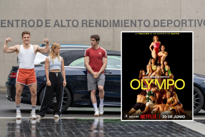 El elenco de Olympo, encabezado por Clara Galle, Nuno Gallego y Agustín Della Corte.