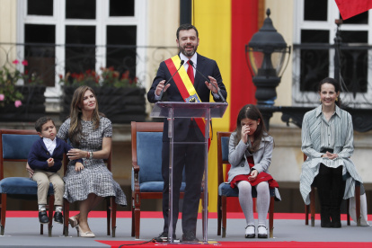 Carlos Fernando Galán durante la ceremonia de posesión como alcalde de Bogotá este 1 de enero de 2024 en la Plaza de Bolívar, en Bogotá.