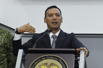 El ministro de Defensa de Colombia, Pedro Sánchez, durante una rueda de prensa, en Bogotá (Colombia).