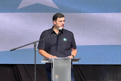 Aquiles Álvarez en la rendición de cuentas de sus dos años de gestión.