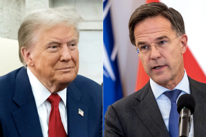 Trump en un acto público en Washington, tras hacer pública la supuesta felicitación de la OTAN por su accionar en Irán.