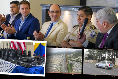 Carlos Guerra, investigador senior; Phillip Nice, Oficial Regional de Seguridad; Erik Martini, cónsul general de Estados Unidos en Guayaquil; coronel Pablo Velásquez, jefe del Distrito Ceibos; Marcos Mata, representante de las ciudadelas Vía a la Costa.
