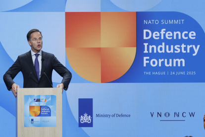 El secretario general de la OTAN, Mark Rutte durante el discurso inaugural de la Cumbre de la OTAN celebrada en La Haya.