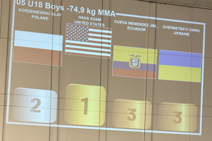 Josue Cueva (d), fue tercero en el podio mundial de Sao Paulo.