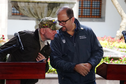 Quito. Los ministros Gian Carlo Loffredo y John Reimberg brindaron detalles sobre la captura de alias Fito.