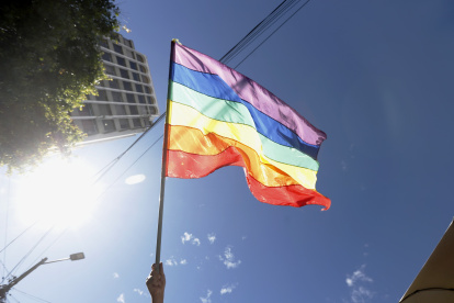Los asistentes a la marcha del Orgullo estuvieron cobijados por la bandera arcoiris.