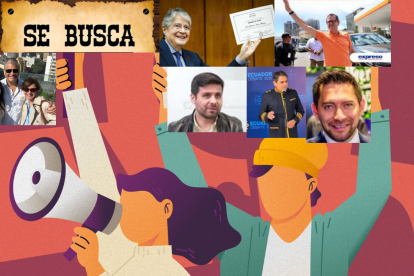 Imagen referencial de se busca líderes políticos en Ecuador. Con fotos de excandidatos presidenciales y expresidentes.