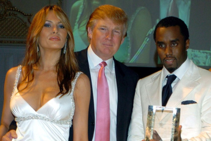 Melania y Donald Trump junto Sean "Diddy" Combs