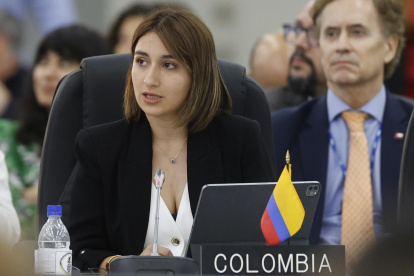 La ministra de Relaciones Exteriores, Laura Sarabia, que presentó su renuncia, fue captada el pasado 26 de junio, durante la 55ª Asamblea General de la OEA, en Saint John’s (Antigua y Barbuda).