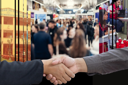 Universidad de Guayaquil conecta a estudiantes con 52 empresas en feria de empleo.