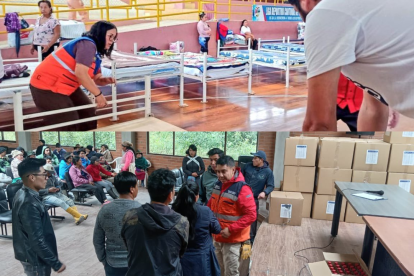 Albergue temporal en el Coliseo Liga Deportiva de Yantzaza, en Zamora Chinchipe. Y entrega de kits en Oyacachi, en Napo.