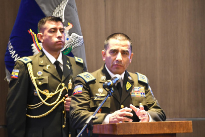 El comandante general de la Policía Nacional, Pablo Dávila, durante la rendición de cuentas.