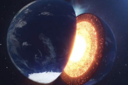 Representación artística del núcleo terrestre y sus movimientos internos, cuya dinámica podría estar cambiando según recientes estudios científicos.