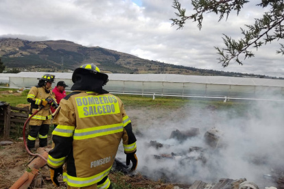 Integrantes del Cuerpo de Bomberos de Salcedo acudieron a atender la emergencia.