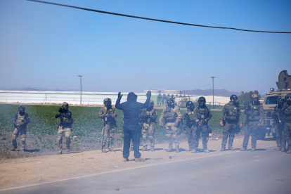 Funcionarios federales de inmigración realizan redadas en dos granjas en el sur de California, EE.UU., en una fotografía del 10 de julio de 2025.