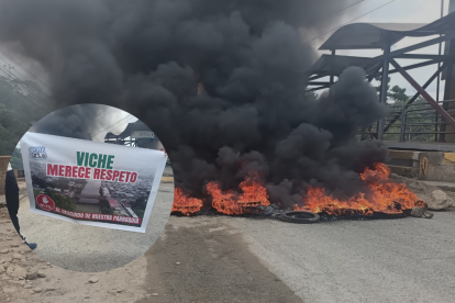 Moradores de Viche bloquean puente con quema de llantas por inconformidades