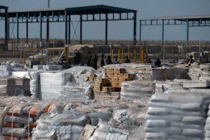 Vista de cajas de ayuda humanitaria este jueves 24 de julio de 2025, en Kerem Shalom (Israel).