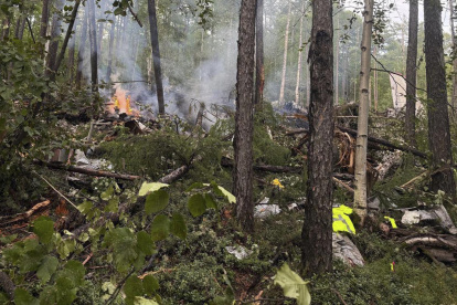 El lugar del accidente del avión de pasajeros ruso An-24 de Angara Airlines en la región de Amur, Rusia, el 24 de julio de 2025.