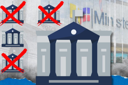 Imagen representativa de la eliminación de seis ministerios en Ecuador. Eran 20 y ahora serán 14, por decisión del Gobierno de Daniel Noboa.