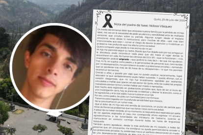 Isaac Noboa fue víctima de mafias y negligencia, afirma su padre en carta pública.