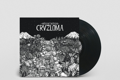 Imagen del disco de vinilo del duó quiteño Cruzloma, que hace música electrónica fusionada con ritmos ancestrales.