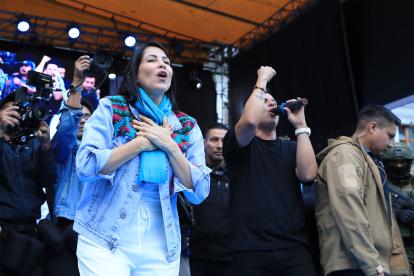 Luisa González, en un acto de su campaña como candidata a la Presidencia.