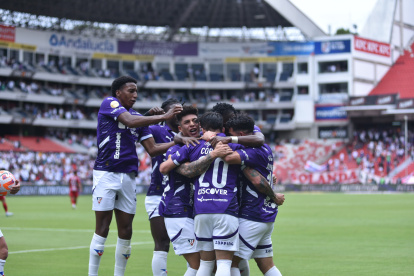 Festejo de Liga de Quito al vencer 2-1 a Mushuc Runa.