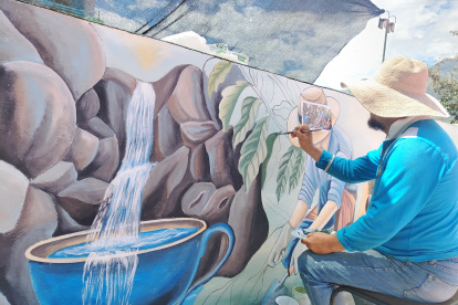 En murales se plasman detalles de las bellezas naturales que tiene El Arenal, zona de Loja que busca ser referente turístico.