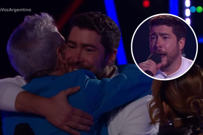 Martín Guerrero en el escenario de La Voz Argentina, tras ser robado por Miranda! en una emocionante batalla