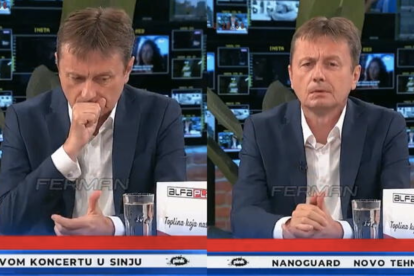 Darko Glišic, ministro de Inversiones Públicas de Serbia, momentos antes de sufrir un derrame cerebral durante una entrevista en vivo.