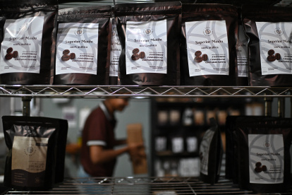 Una mujer trabaja en la clasificación de granos en una plantación de café este miércoles, en una zona rural en Brasilia (Brasil). La patronal del sector cafetero de Brasil afirmó que China de momento no supone una solución inmediata para la previsible caída de ventas a su principal mercado luego de la entrada en vigor de los aranceles del 50 % impuestos por Estados Unidos a varios productos brasileños. EFE/ Andre Borges