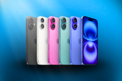 En la foto: el iPhone 16 en las diferentes opciones de colores que existen.