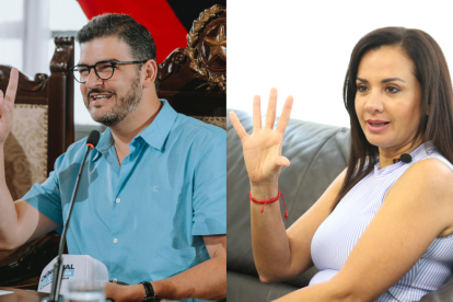 Autoridades. Aquiles Álvarez, alcalde de Guayaquil, y Marcela Aguiñaga, prefecta del Guayas.