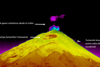Uno de los signos detectados fue una fumarola en el flanco occidental.