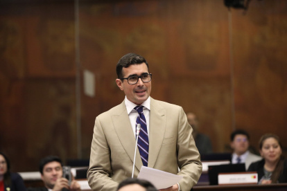 El asambleísta de ADN, Andrés Guschmer, planteó la moción sobre la situación de la salud en el país.