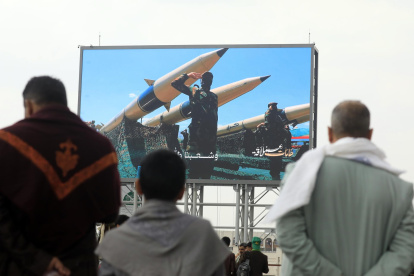 Misiles durante una protesta en apoyo del pueblo palestino, en Saná, Yemen, el 22 de agosto de 2025.